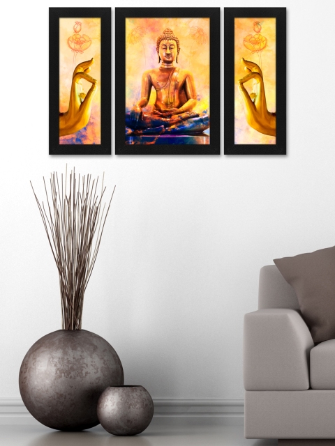 

Story@Home Orange Set of 3 Buddha Wall Art