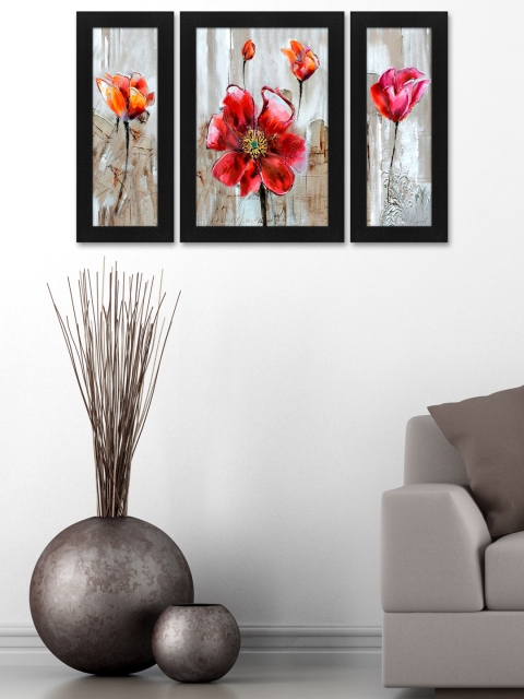 

Story@Home Red Set of 3 Floral Wall Art