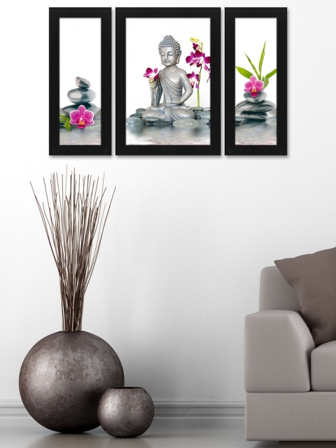 

Story@Home Silver-Toned Set of 3 Buddha Wall Art