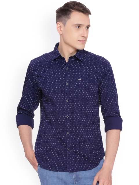 

Peter England Casuals Men Navy Blue Slim Fit Printed Casual Shirt