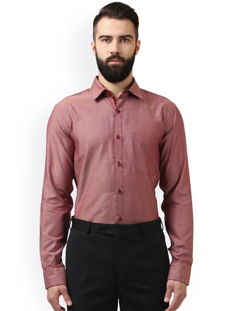 

Raymond Men Maroon Regular Fit Self Design Formal Shirt