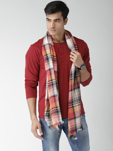 

Celio Men Orange & Off-White Checked Stole
