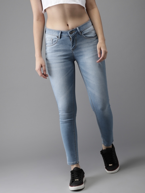 

HERE&NOW Women Blue Skinny Fit Mid-Rise Clean Look Stretchable Cropped Jeans