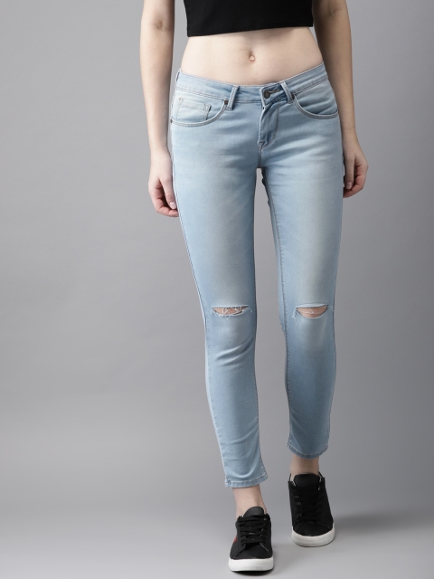 

HERE&NOW Women Blue Skinny Fit Mid-Rise Clean Look Stretchable Cropped Jeans