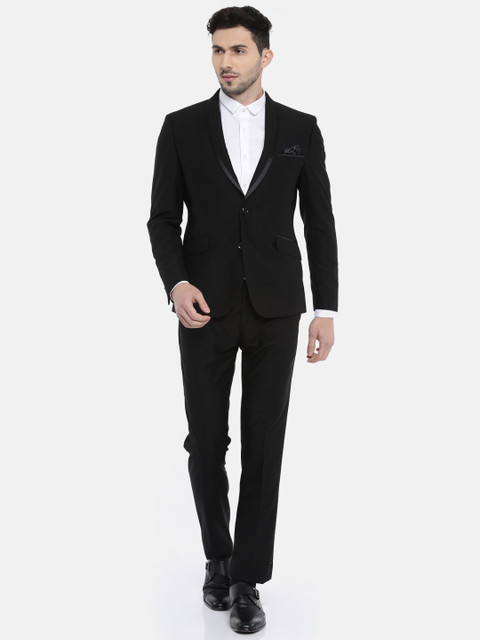

V Dot Black Skinny Fit Single-Breasted Formal Suit