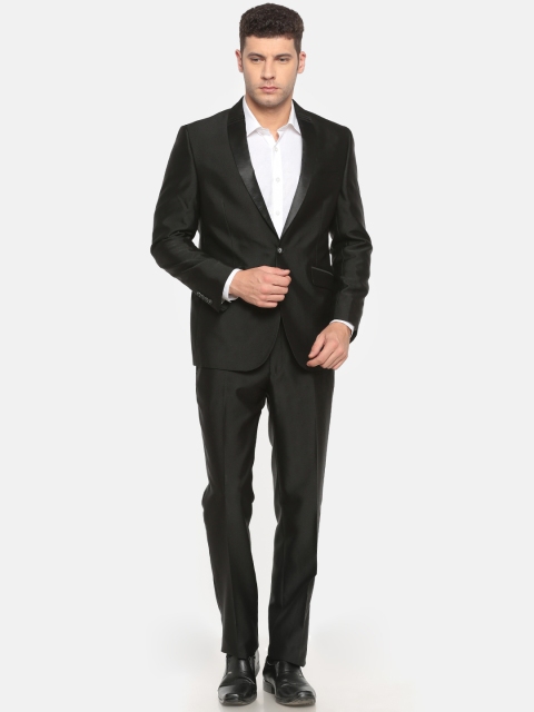 

Van Heusen Black Self-Design Slim Fit Single-Breasted Formal Suit