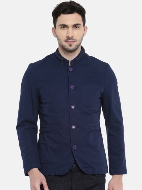 

V Dot Men Blue Single-Breasted Skinny Fit Casual Blazer
