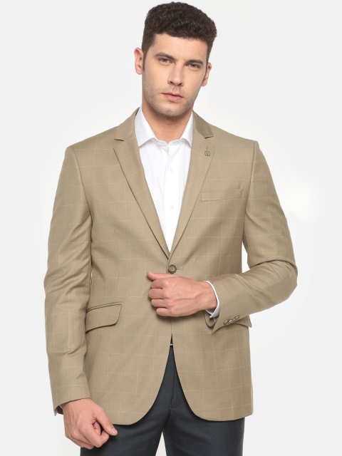 

Van Heusen Beige Checked Single-Breasted Formal Blazer