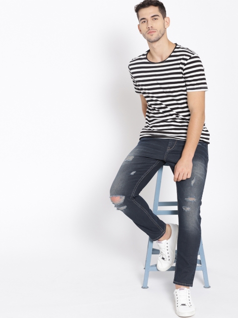 

Moda Rapido Men Blue Slim Fit Mid-Rise Mildly Distressed Stretchable Cropped Jeans