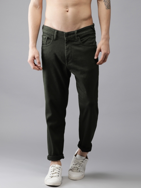 

Moda Rapido Men Deep Green Relaxed Fit Mid-Rise Clean Look Stretchable Cropped Jeans