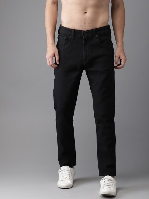 

Moda Rapido Men Black Tapered Fit Mid-Rise Cropped Clean Look Stretchable Jeans