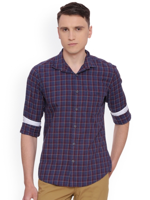 

Van Heusen Sport Men's Navy Blue & Red Checked Slim-fit Casual Shirt