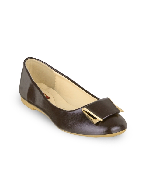 

SHUZ TOUCH Women Coffee Brown Solid Faux Fur Ballerinas