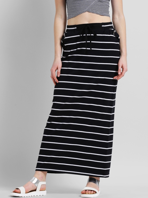 

Texco Women Black & White Striped Maxi Pure Cotton Skirt