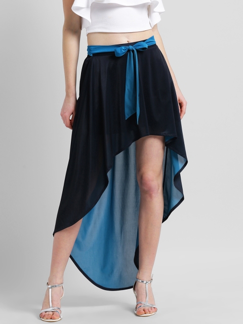 

Texco Women Navy Blue Solid High-Low Skirt