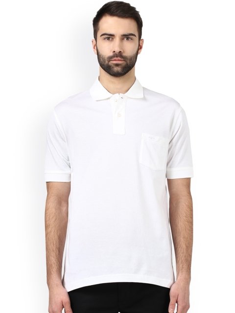 

ColorPlus Men White Solid Polo Collar T-shirt