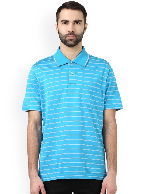 

ColorPlus Men Blue Striped Polo Collar T-shirt