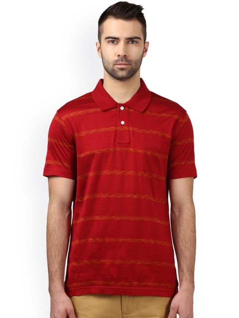 

ColorPlus Men Red Striped Polo Collar T-shirt