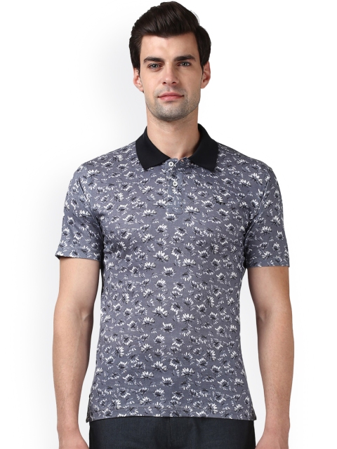 

ColorPlus Men Grey Floral Print Polo Collar T-shirt