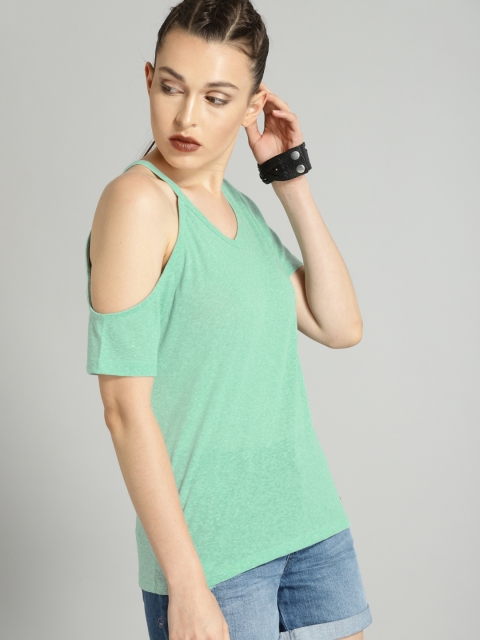 

Roadster Women Green Solid Top