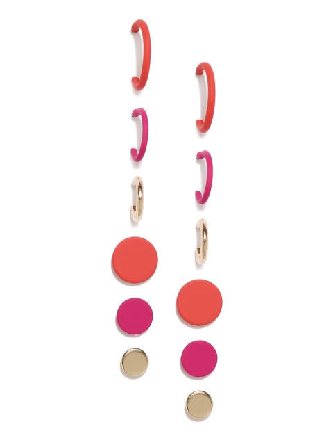 

Accessorize Set of 6 Pair of Earrings, Pink