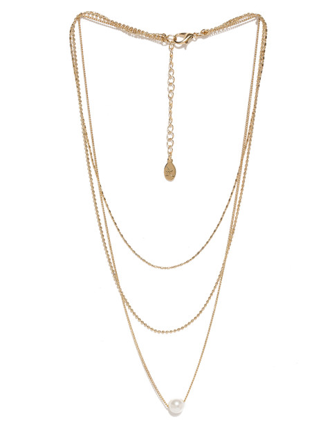 

Accessorize Gold-Toned & White Metal Layered Necklace