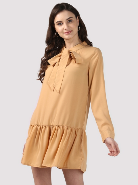 

Nun Women Beige Solid Drop-Waist Dress