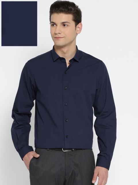 

John Players Men Navy Slim Fit Solid Formal Shirt, Navy blue