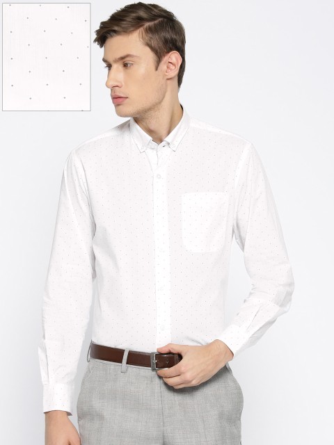 

John Players Men White Regular Fit Printed Formal Shirt