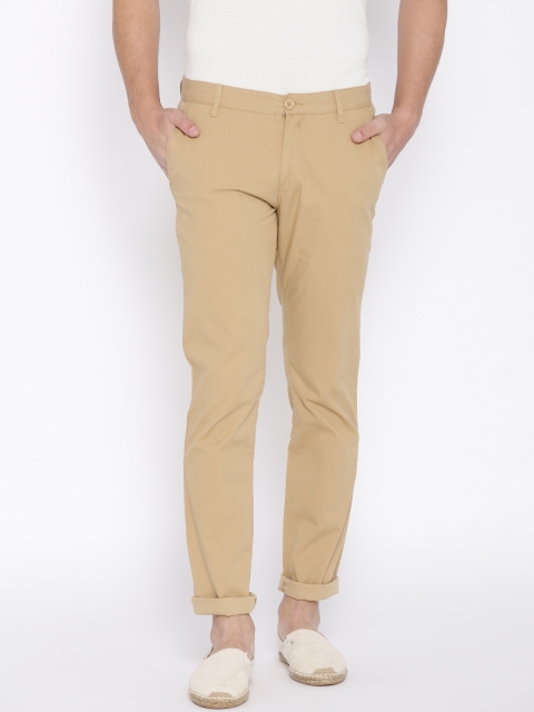 

John Players Men Khaki Slim Fit Solid Regular Trousers