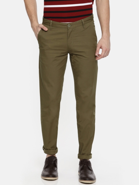 

John Players Men Brown Slim Fit Solid Regular Trousers