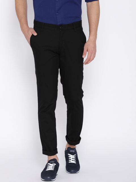

John Players Men Black Slim Fit Solid Regular Trousers