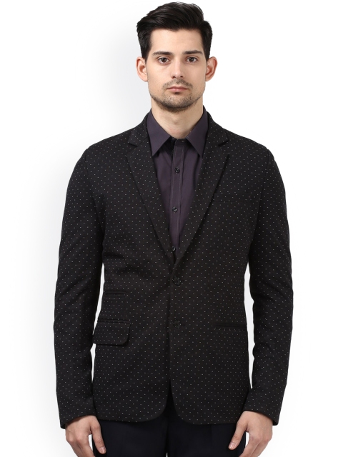 

Park Avenue Black Printed Single-Breasted Slim Fit Blazer