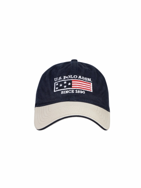 

U.S. Polo Assn. Men Navy Blue & Beige Colourblocked Baseball Cap