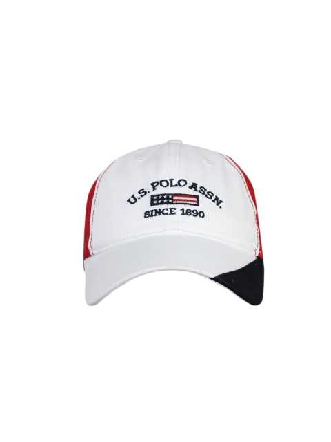 

U.S. Polo Assn. Men White & Red Colourblocked Baseball Cap