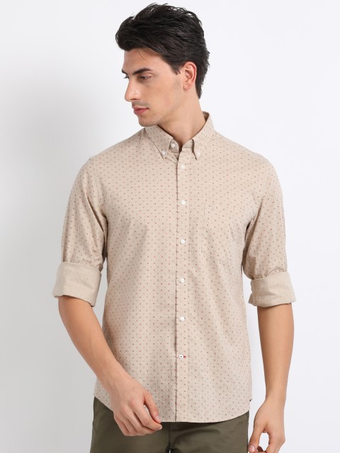 

Khaki Regular Fit Printed Casual Shirt
