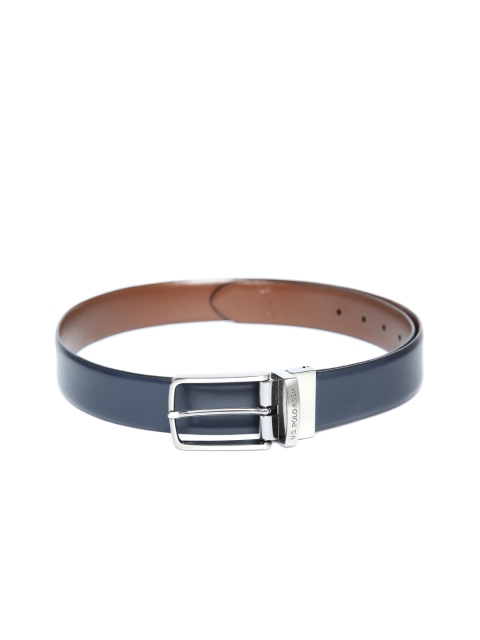 

U.S. Polo Assn. Men Navy & Brown Leather Solid Reversible Belt, Navy blue