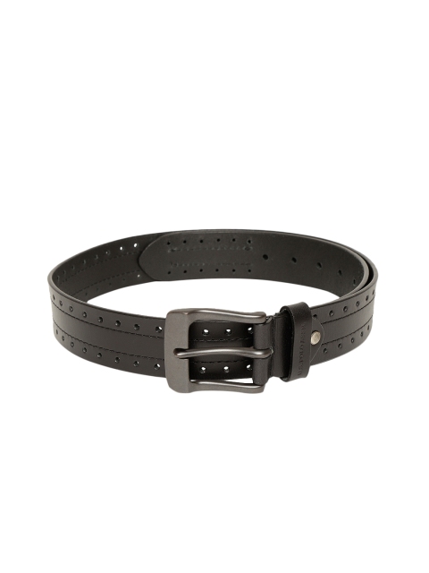 

U.S. Polo Assn. Men Black Leather Solid Belt with Cut Out Detail
