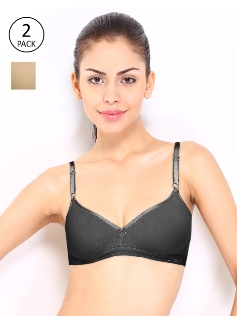 

Jockey Pack of 2 Solid Non-Wired Non Padded Everyday Bras, Beige