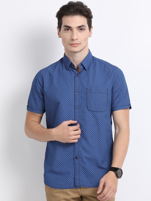 

Indian Terrain Men Blue Regular Fit Printed Casual Shirt