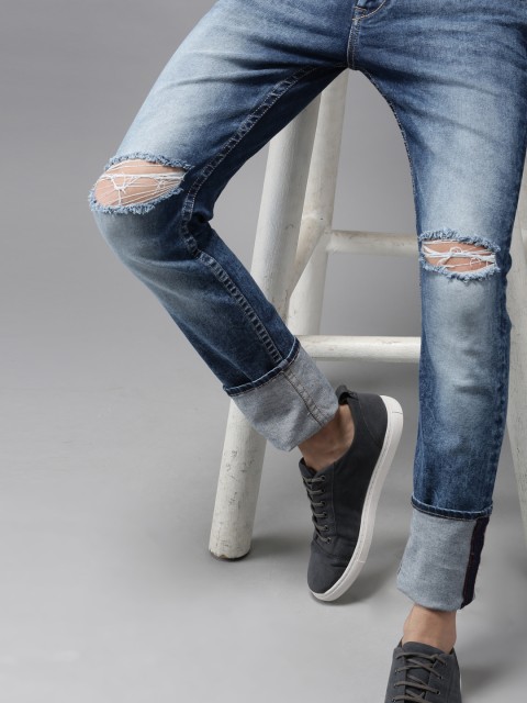 

Moda Rapido Men Blue Skinny Fit Mid-Rise Slash Knee Stretchable Jeans