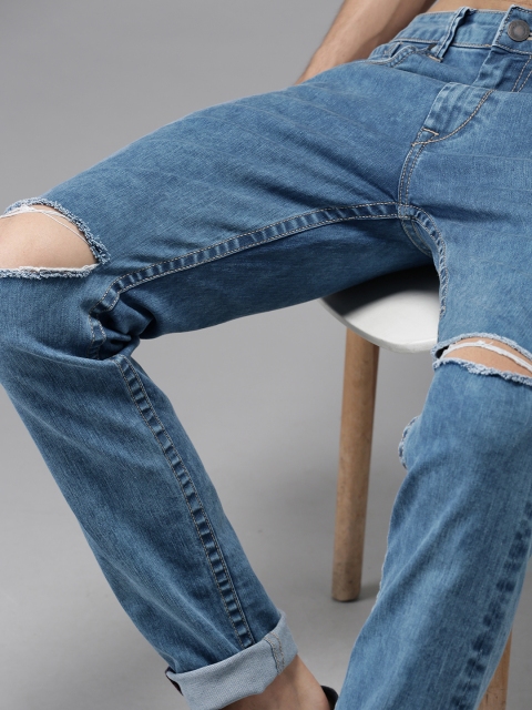 

Moda Rapido Men Blue Skinny Fit Mid-Rise Slash Knee Stretchable Jeans
