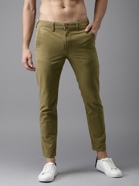 

HERE&NOW Men Khaki Slim Fit Solid Cropped Chinos