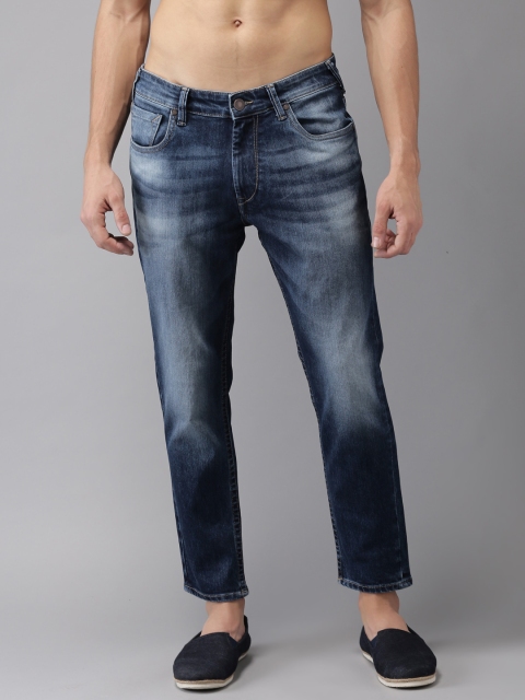 

HERE&NOW Men Blue Slim Fit Mid-Rise Clean Look Stretchable Cropped Jeans