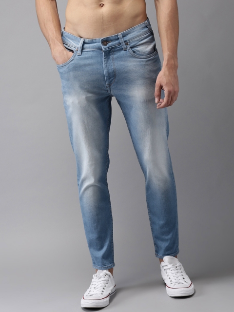 

HERE&NOW Men Blue Slim Fit Mid-Rise Clean Look Stretchable Cropped Jeans