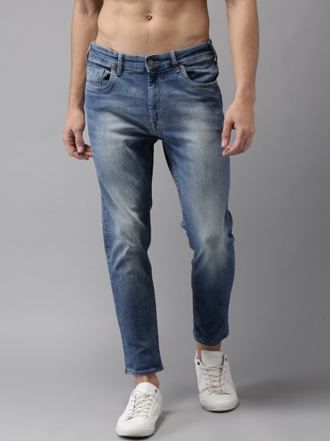 

HERE&NOW Men Blue Slim Fit Mid-Rise Clean Look Stretchable Cropped Jeans