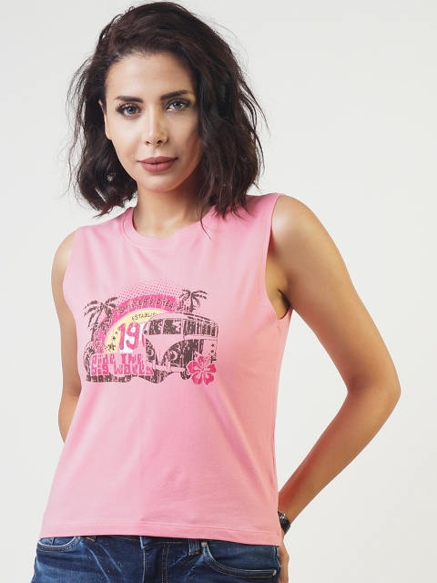 

Blue Saint Women Pink Printed Fitted Top