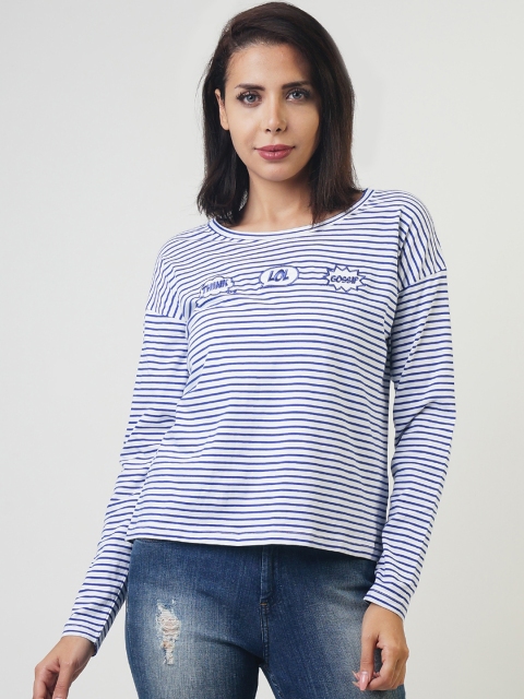 

Blue Saint Women White Striped Top