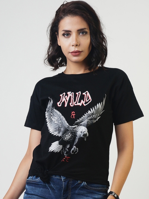 

Blue Saint Women Black Printed Top