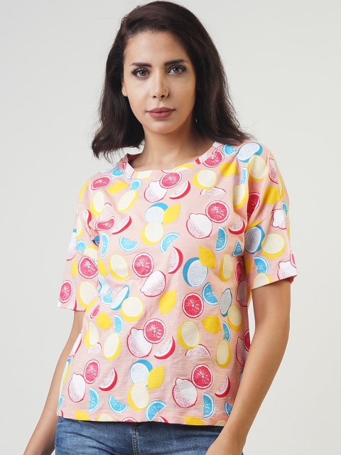 

Blue Saint Women Peach-Coloured Printed Top